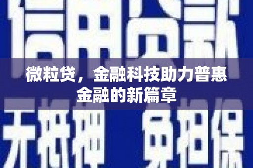 连城微粒贷，金融科技助力普惠金融的新篇章