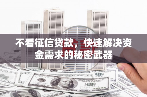 连城不看征信贷款，快速解决资金需求的秘密武器